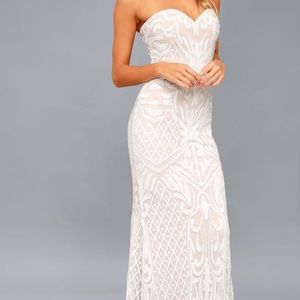 Olivia white strapless maxi sequin maxi dress